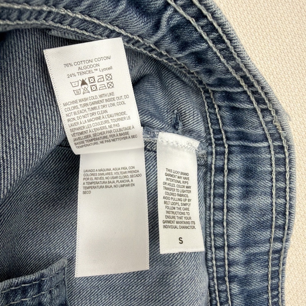 Lucky Brand Wide Leg Mid-Rise Jeans Size S Light Wash Raw Hem NWOT Drawstring - Picture 12 of 13